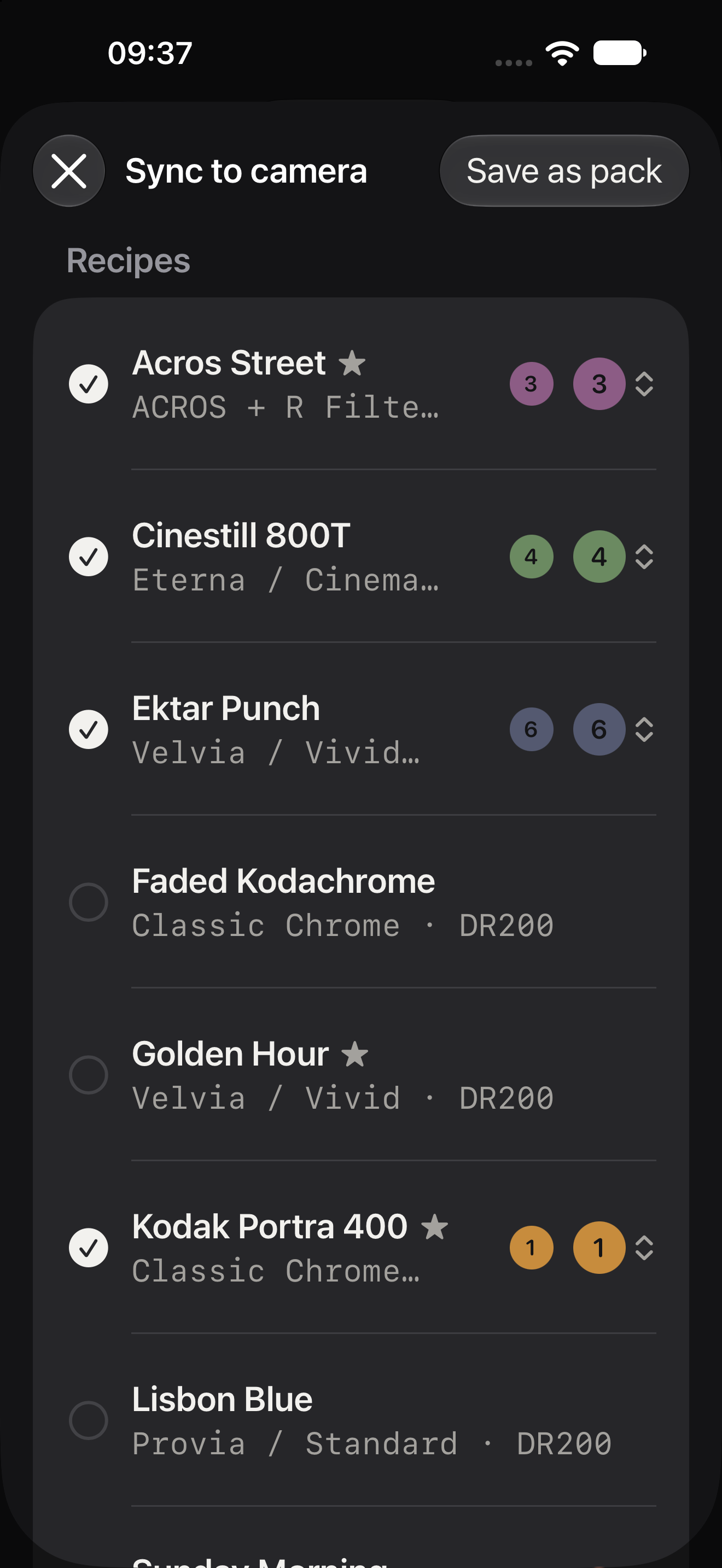 iPhone · Sync sheet with per-recipe progress